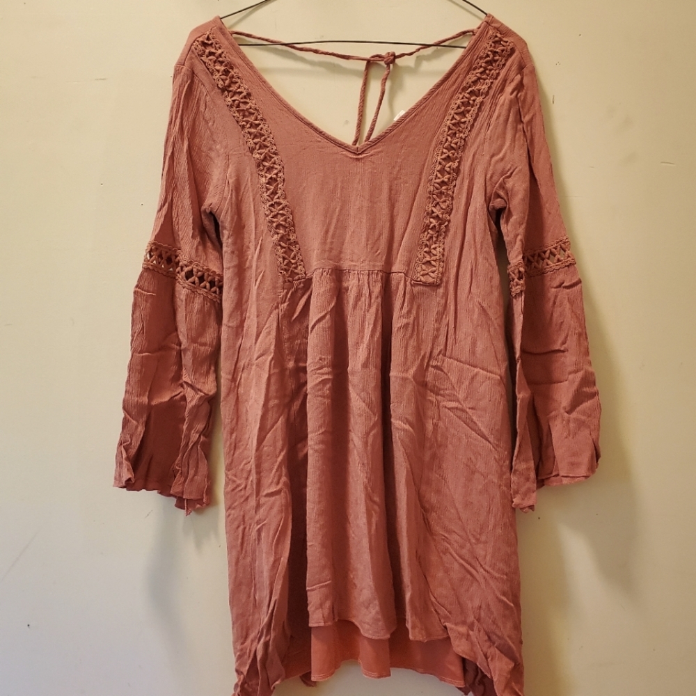 Pink dress with bell sleeves